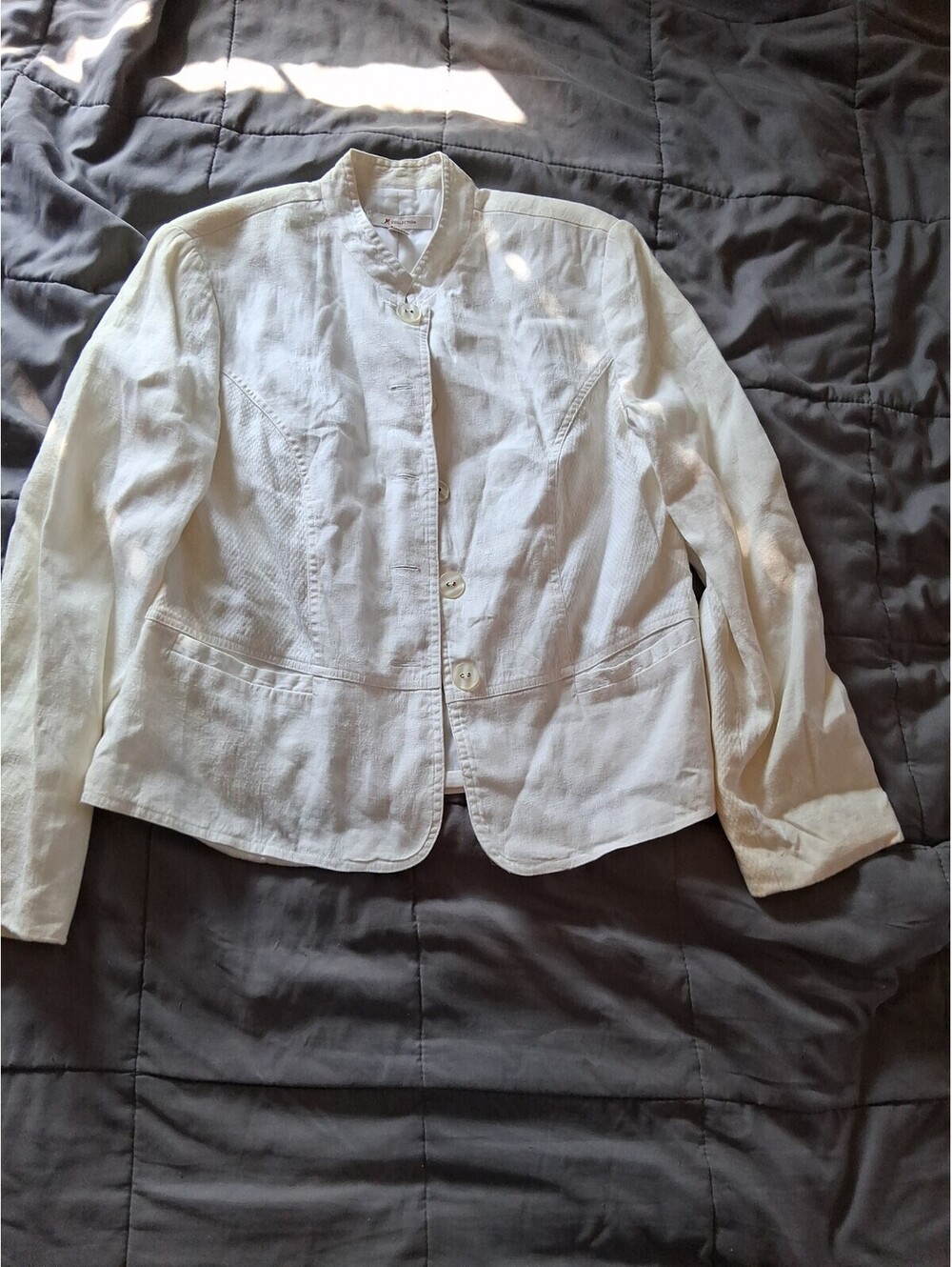 JM Collection Women's Beige Linen Blazer Size 10 See Pics E2